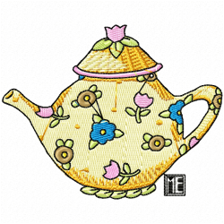 Teapots Embroidery Design 8